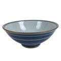 Japanese Porcelain Sometsuke Rice Bowl Owan Vtg Wide White Blue Lines Y39