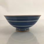 Japanese Porcelain Sometsuke Rice Bowl Owan Vtg Wide White Blue Lines Y40