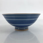 Japanese Porcelain Sometsuke Rice Bowl Owan Vtg Wide White Blue Lines Y41