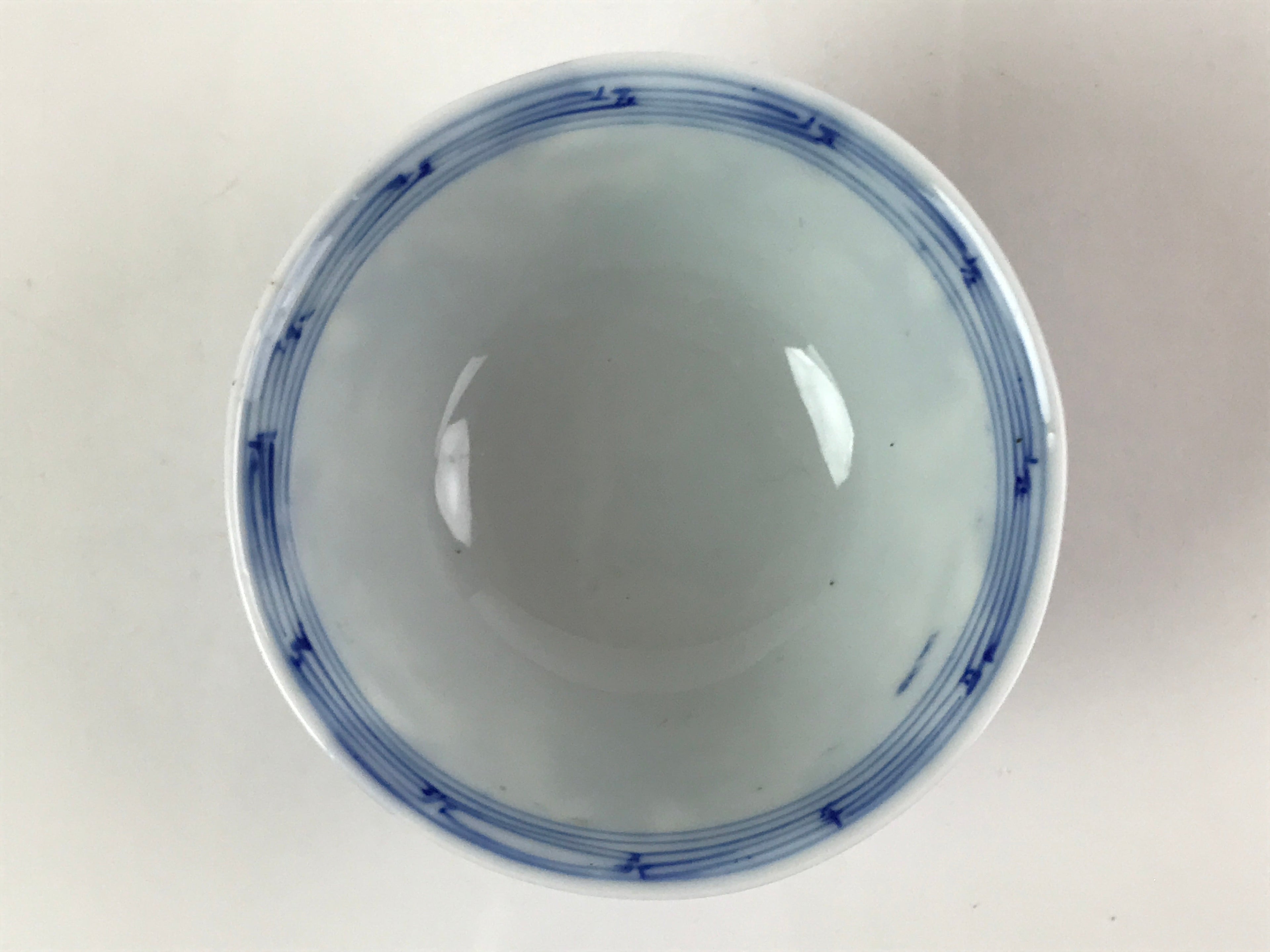 Japanese Porcelain Sometsuke Rice Bowl Vtg Floral Paulownia Blue White PY694