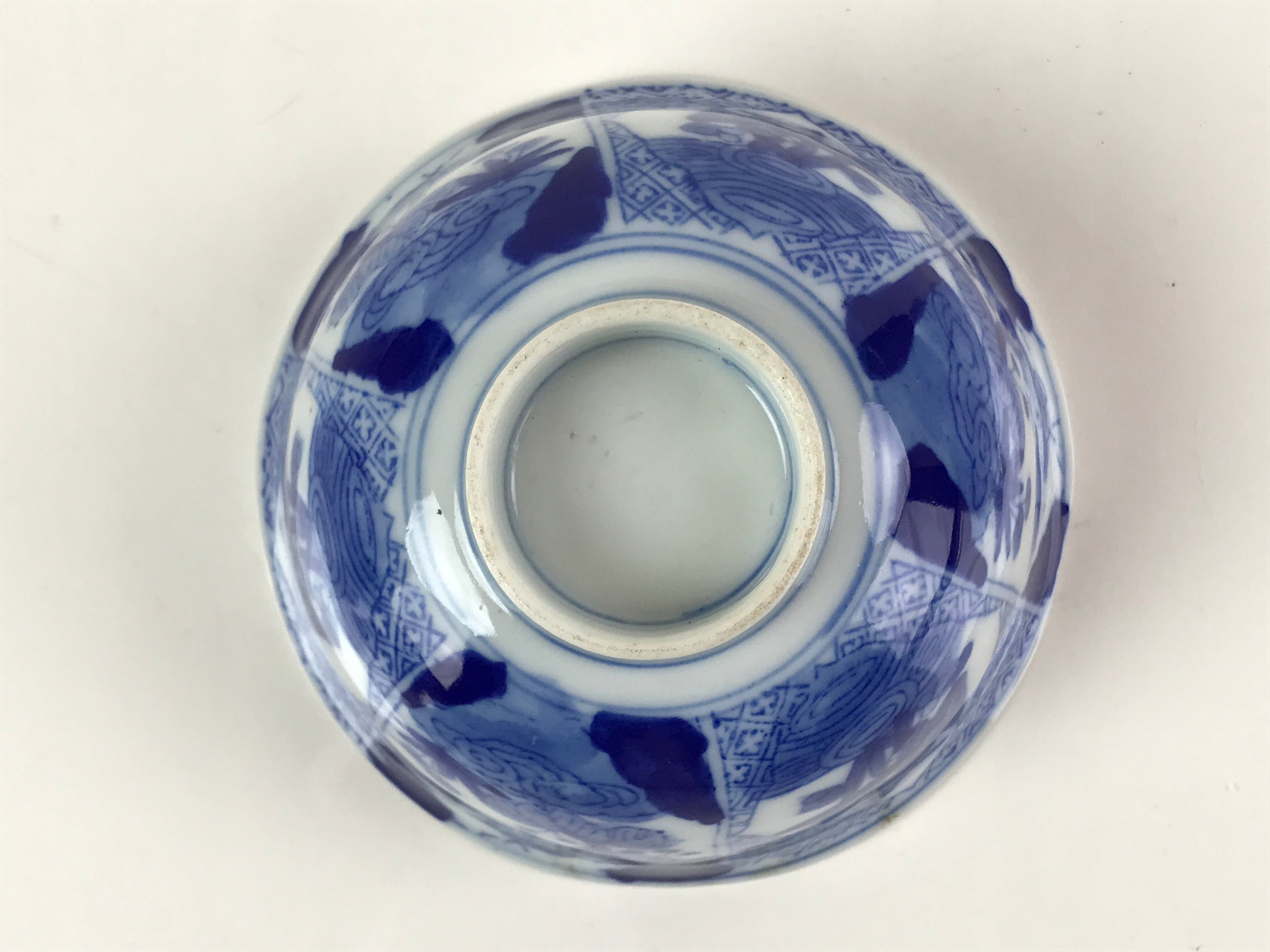 Japanese Porcelain Sometsuke Rice Bowl Vtg Floral Paulownia Blue White PY694