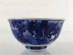 Japanese Porcelain Sometsuke Rice Bowl Vtg Flowers Chidori Blue White PY663