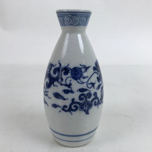 Japanese Porcelain Sometsuke Sake Bottle Tokkuri Vtg Blue White Dragon TS720