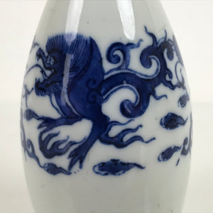 Japanese Porcelain Sometsuke Sake Bottle Tokkuri Vtg Blue White Dragon TS720