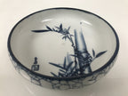 Japanese Porcelain Sometsuke Serving Dish Vtg Shallow Bowl Blue Bamboo Y538