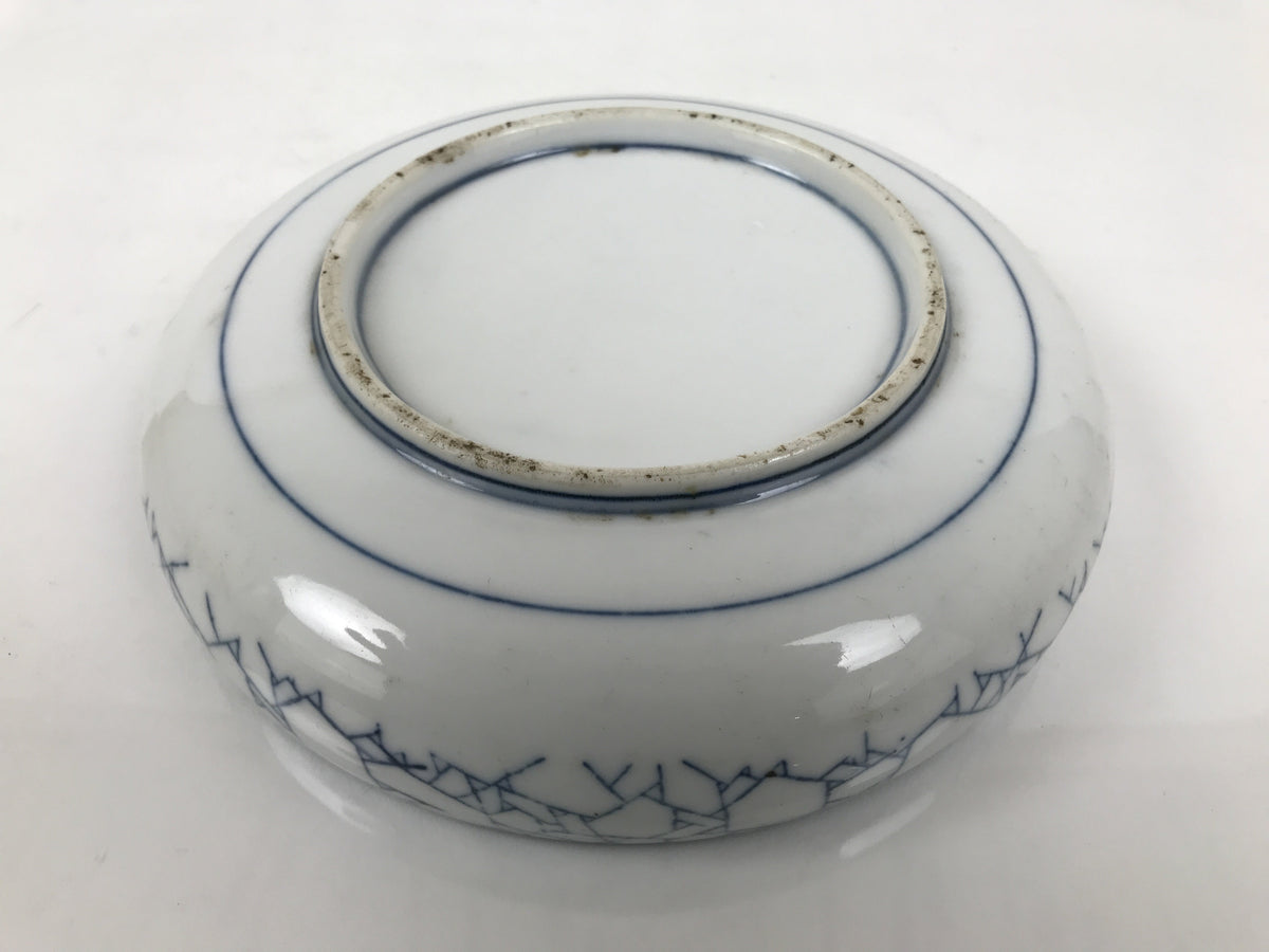Japanese Porcelain Sometsuke Serving Dish Vtg Shallow Bowl Blue Bamboo Y538