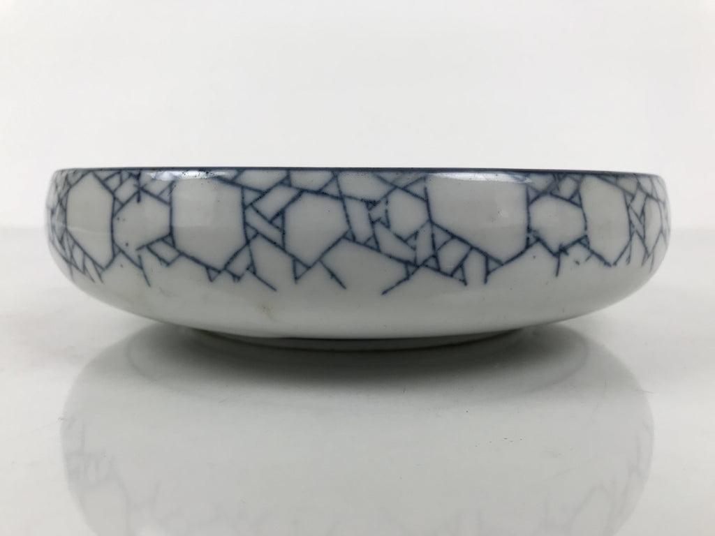Japanese Porcelain Sometsuke Serving Dish Vtg Shallow Bowl Blue Bamboo Y538