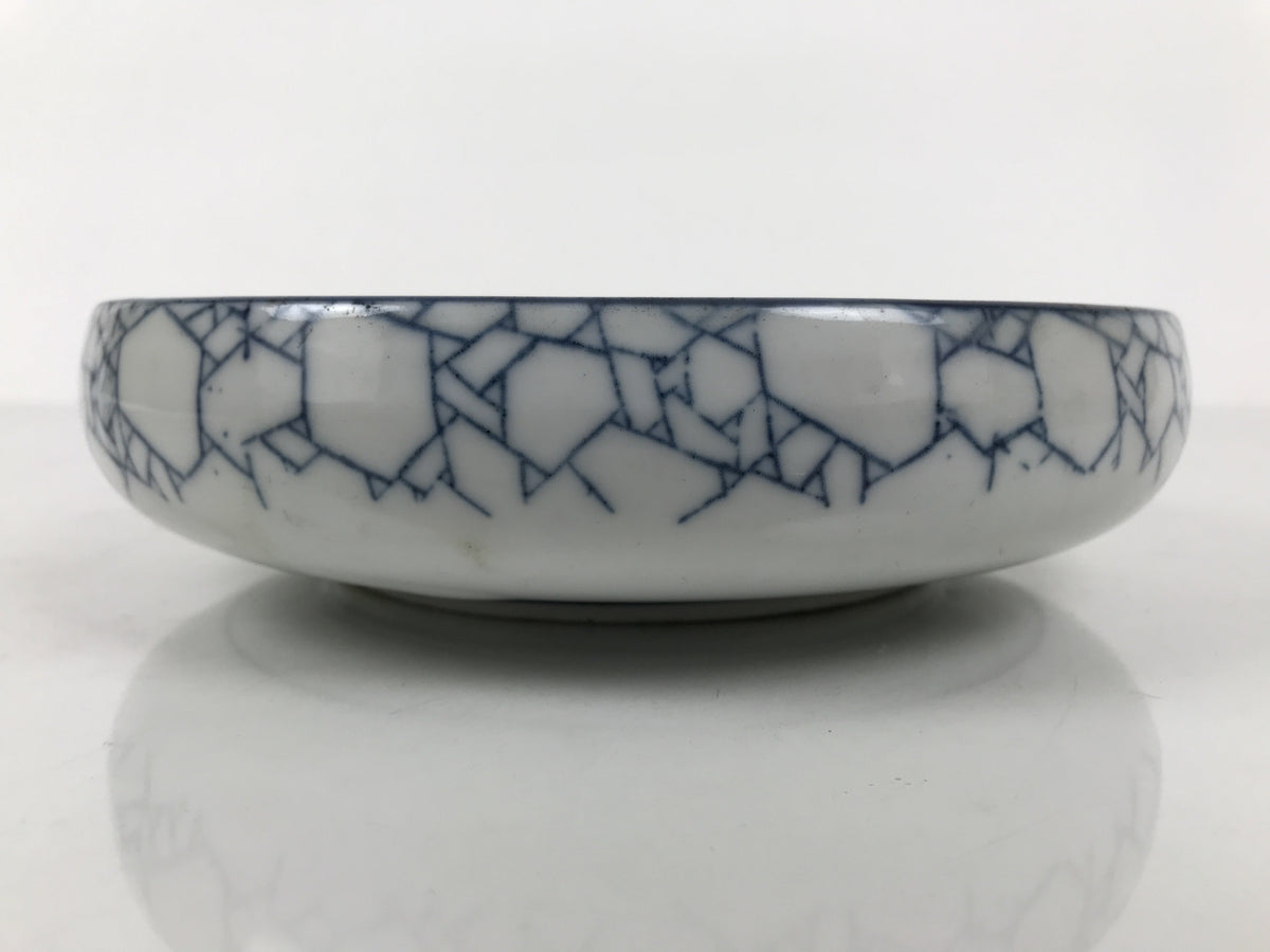 Japanese Porcelain Sometsuke Serving Dish Vtg Shallow Bowl Blue Bamboo Y538