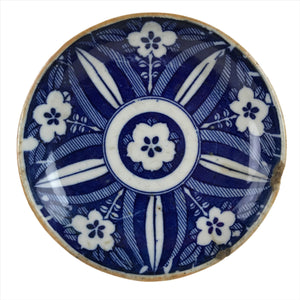 Japanese Porcelain Sometsuke Small Plate Mamezara Vtg Blue White Flowers PY743