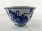 Japanese Porcelain Sometsuke Teacup Vtg Hyotan Gourd White Blue Yunomi TC433