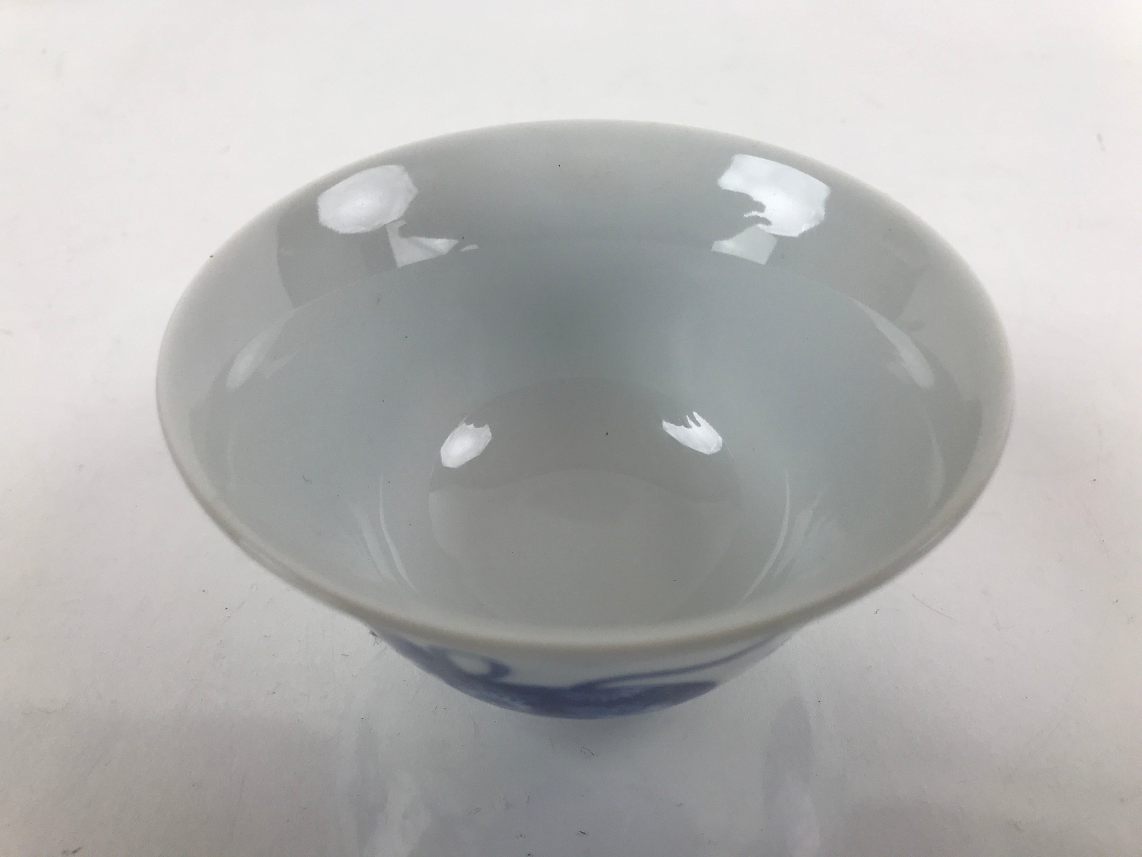 Japanese Porcelain Sometsuke Teacup Vtg Hyotan Gourd White Blue Yunomi TC433