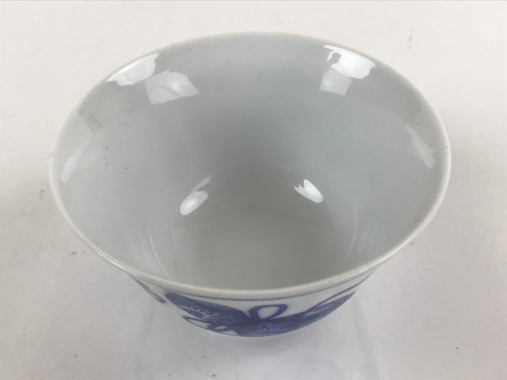 Japanese Porcelain Sometsuke Teacup Vtg Hyotan Gourd White Blue Yunomi TC434