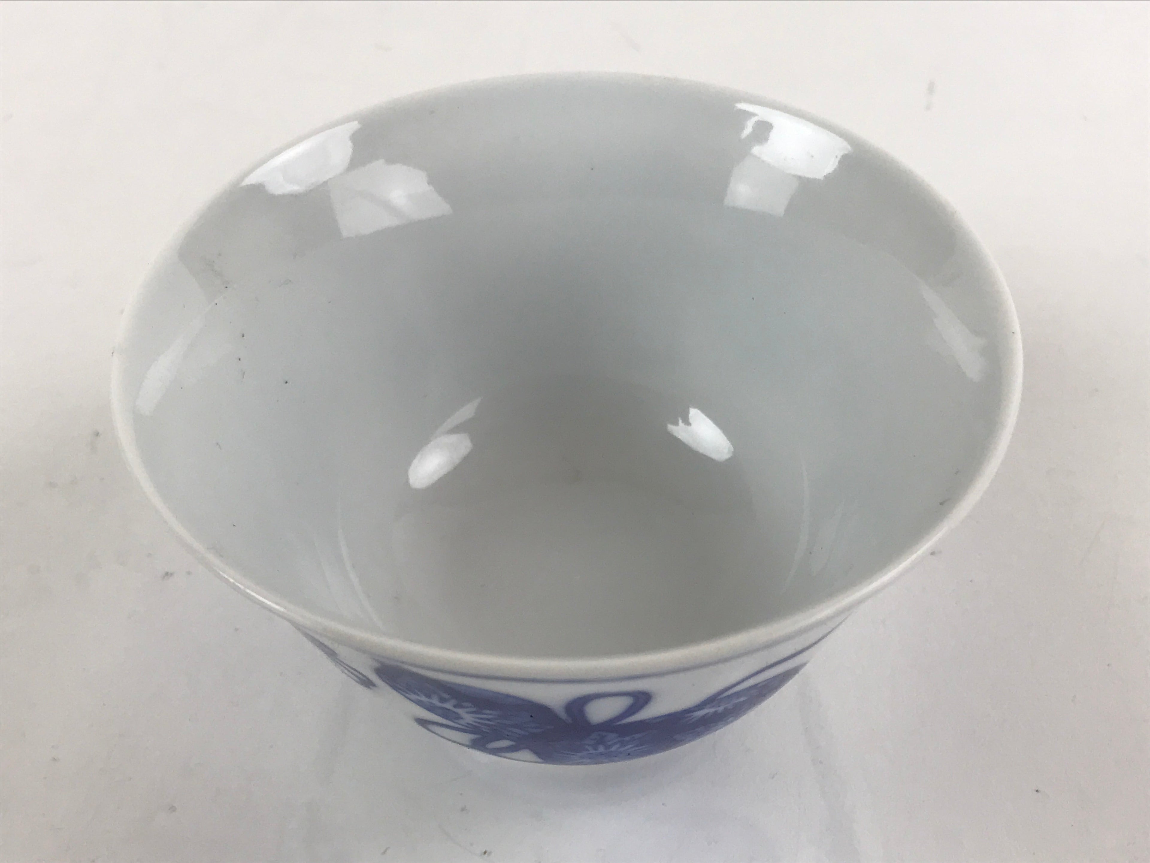 Japanese Porcelain Sometsuke Teacup Vtg Hyotan Gourd White Blue Yunomi TC434