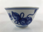 Japanese Porcelain Sometsuke Teacup Vtg Hyotan Gourd White Blue Yunomi TC435