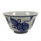 Japanese Porcelain Sometsuke Teacup Vtg Hyotan Gourd White Blue Yunomi TC436