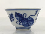 Japanese Porcelain Sometsuke Teacup Vtg Hyotan Gourd White Blue Yunomi TC437