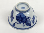 Japanese Porcelain Sometsuke Teacup Vtg Hyotan Gourd White Blue Yunomi TC440