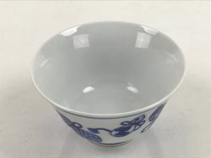 Japanese Porcelain Sometsuke Teacup Vtg Hyotan Gourd White Blue Yunomi TC441