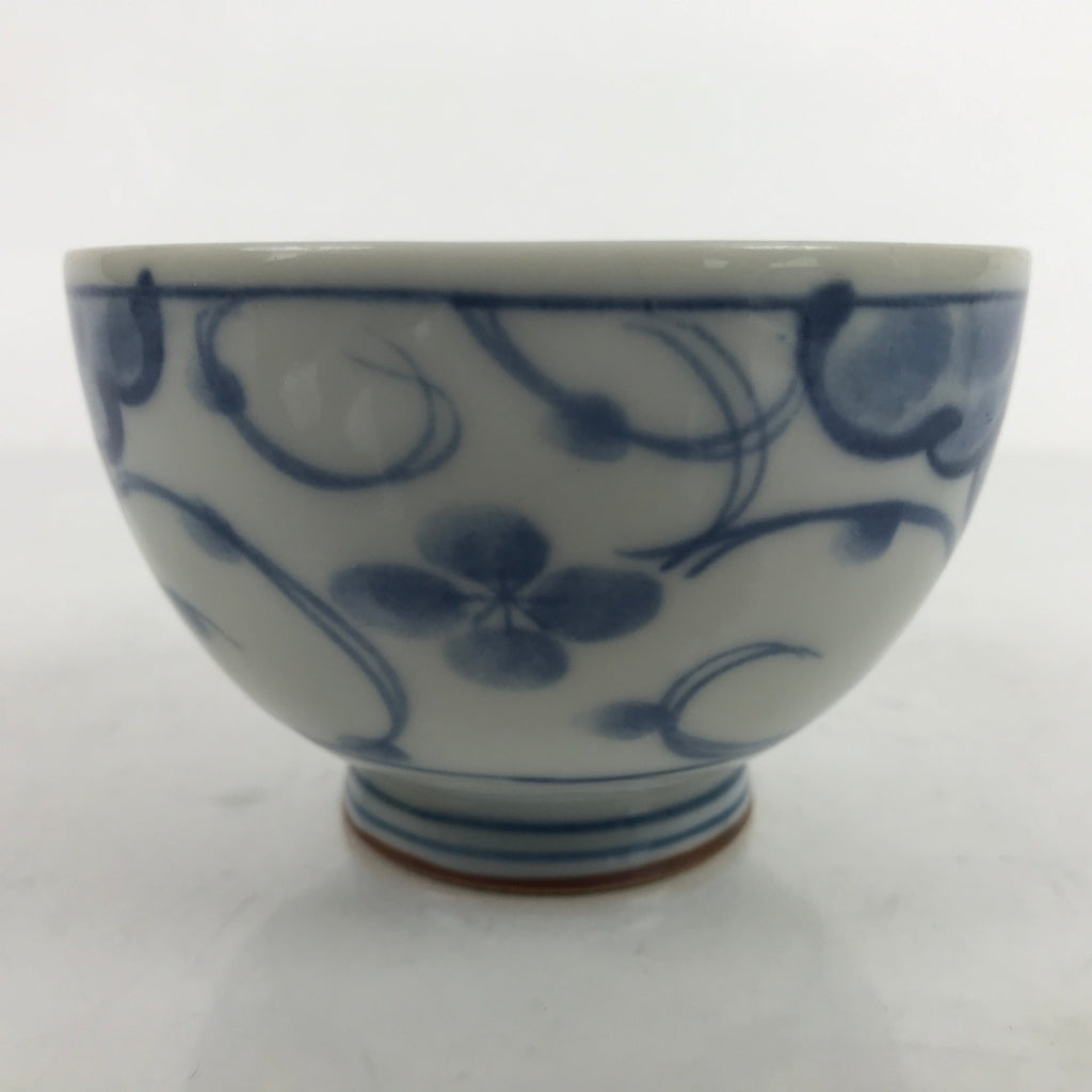 Japanese Porcelain Sometsuke Teacup Vtg White Blue Floral Sencha Yunomi TC450