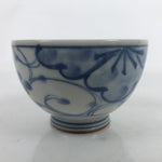 Japanese Porcelain Sometsuke Teacup Vtg White Blue Floral Sencha Yunomi TC450