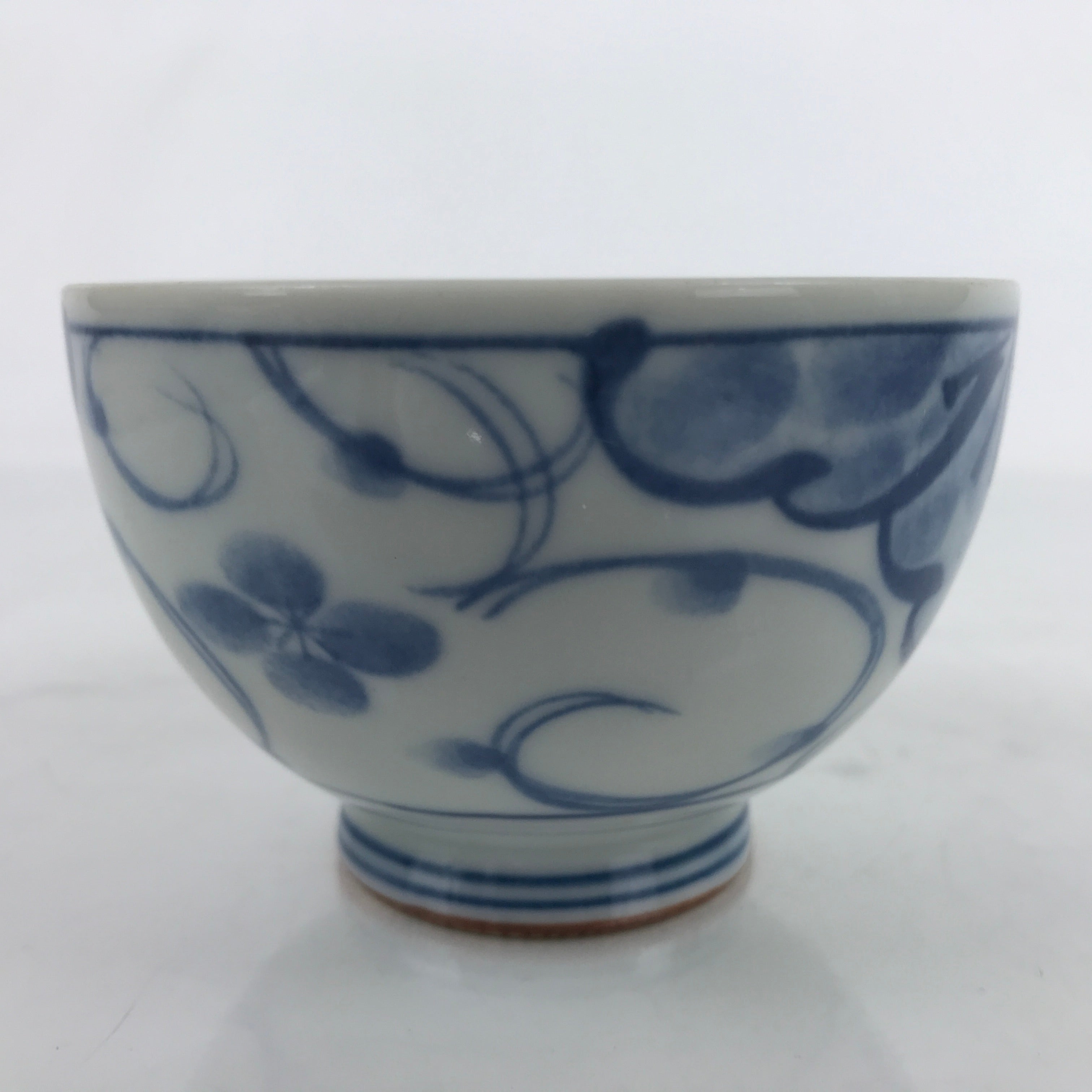 Japanese Porcelain Sometsuke Teacup Vtg White Blue Floral Sencha Yunomi TC451