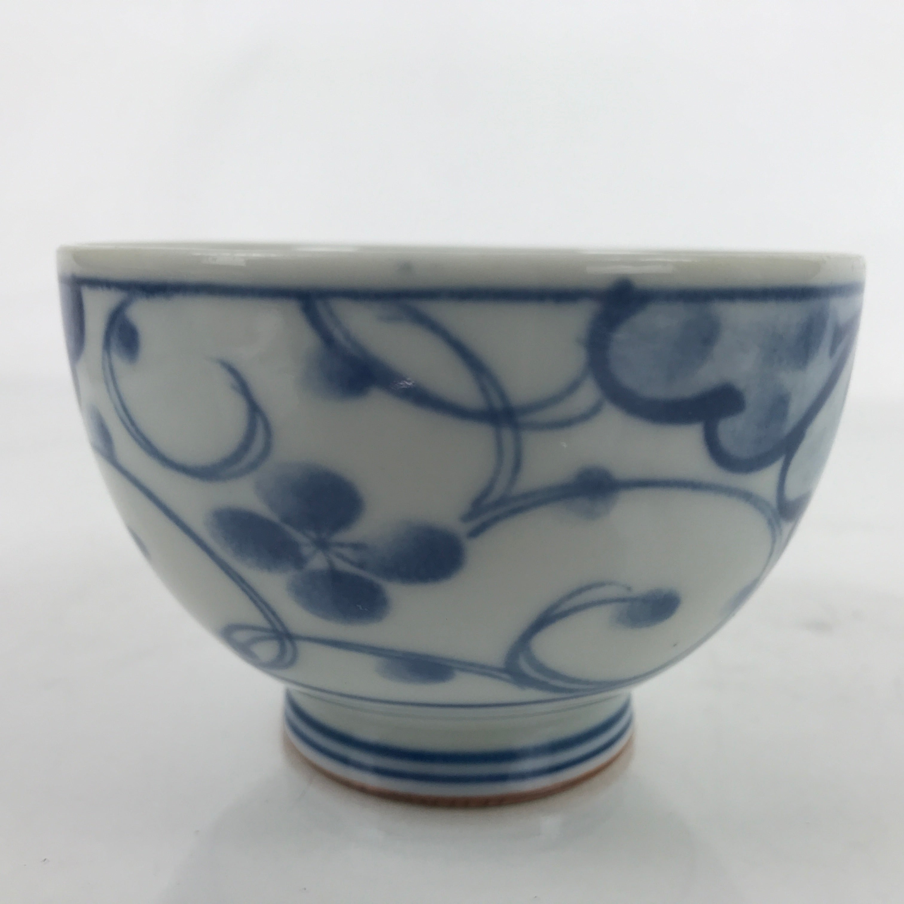 Japanese Porcelain Sometsuke Teacup Vtg White Blue Floral Sencha Yunomi TC451