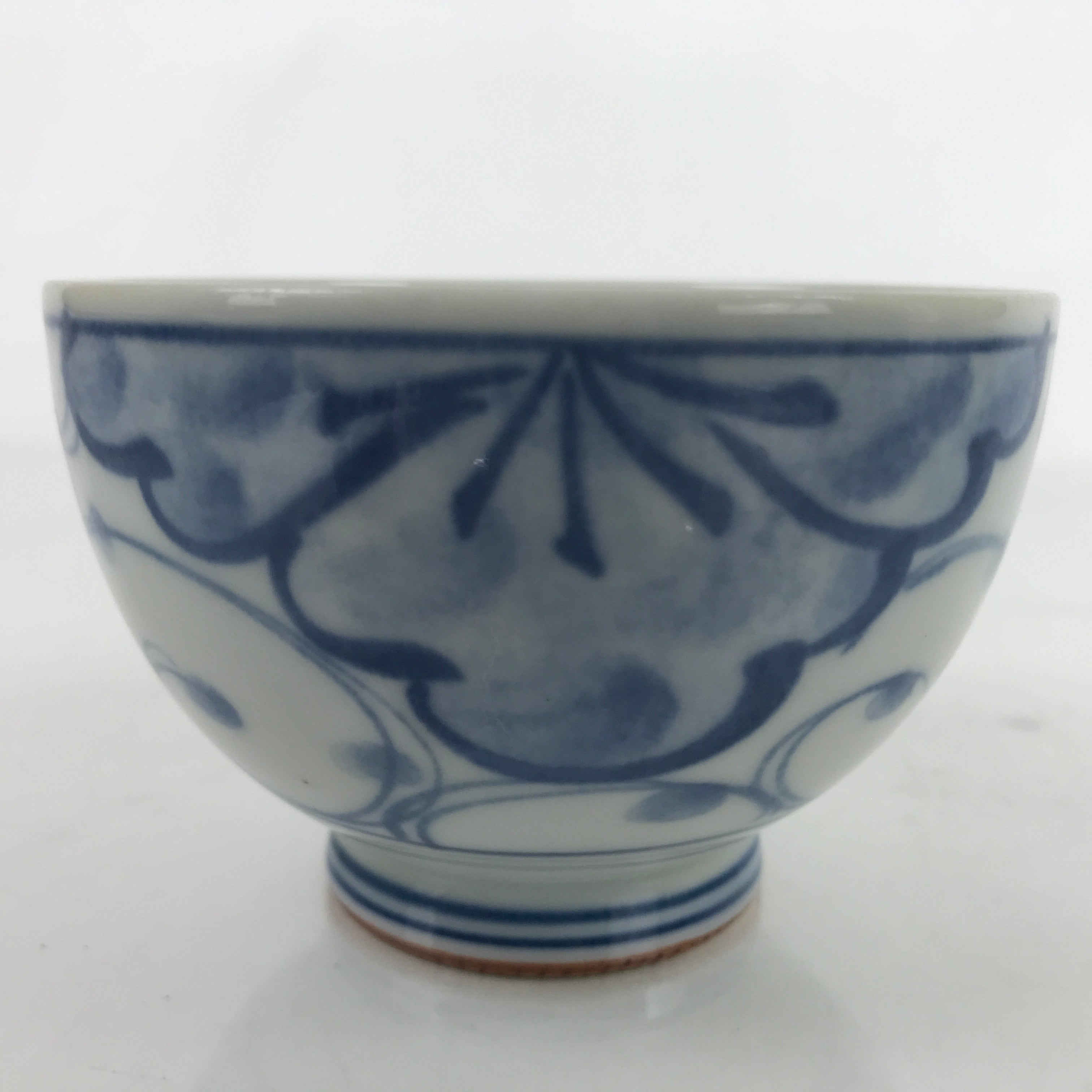 Japanese Porcelain Sometsuke Teacup Vtg White Blue Floral Sencha Yunomi TC451