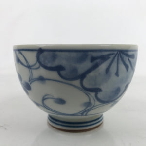 Japanese Porcelain Sometsuke Teacup Vtg White Blue Floral Sencha Yunomi TC453