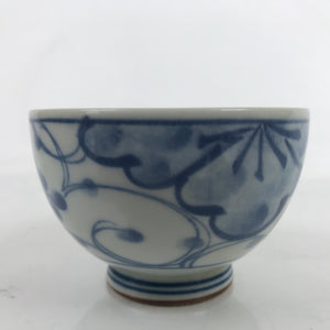 Japanese Porcelain Sometsuke Teacup Vtg White Blue Floral Sencha Yunomi TC453