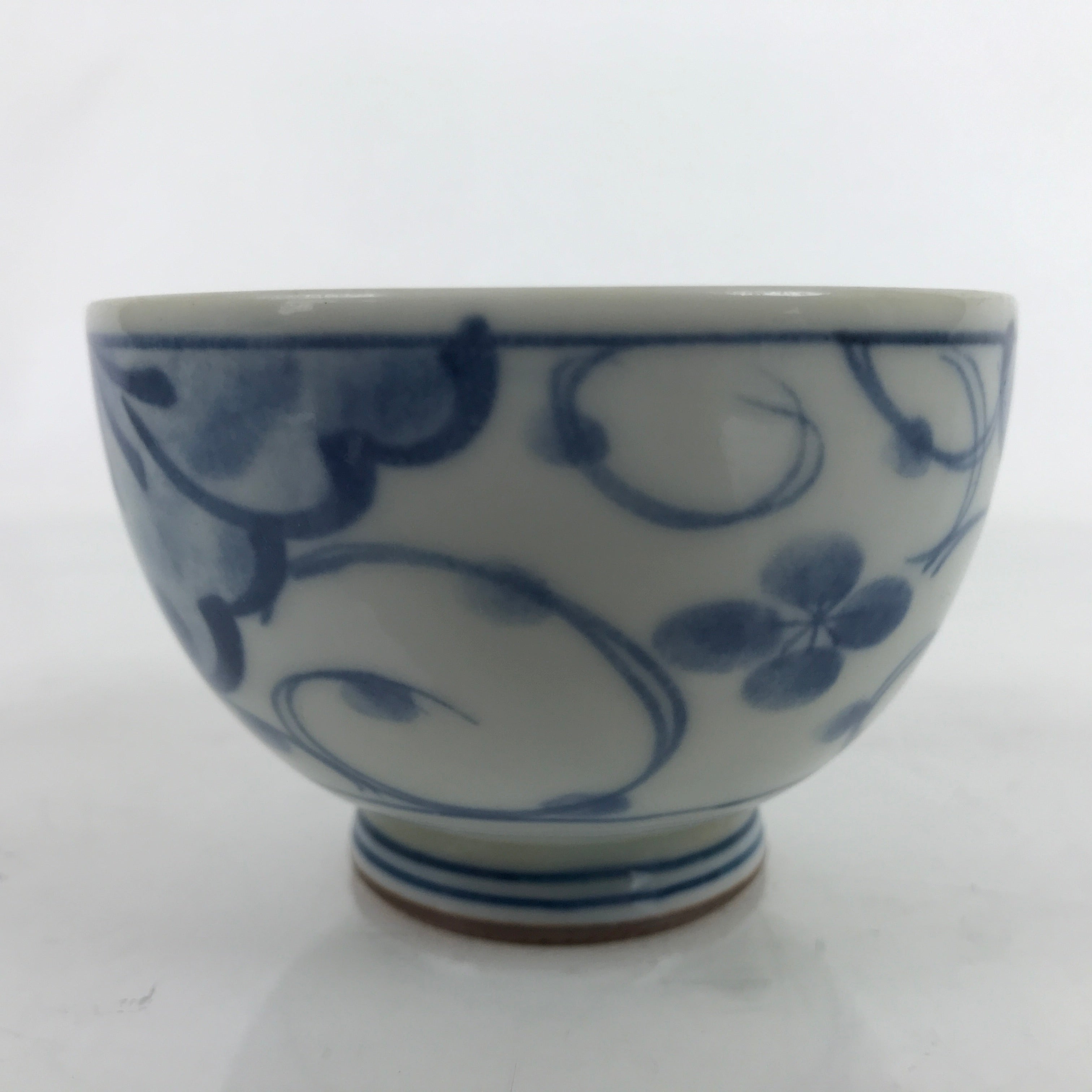 Japanese Porcelain Sometsuke Teacup Vtg White Blue Floral Sencha Yunomi TC453