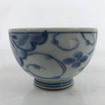 Japanese Porcelain Sometsuke Teacup Vtg White Blue Floral Sencha Yunomi TC453