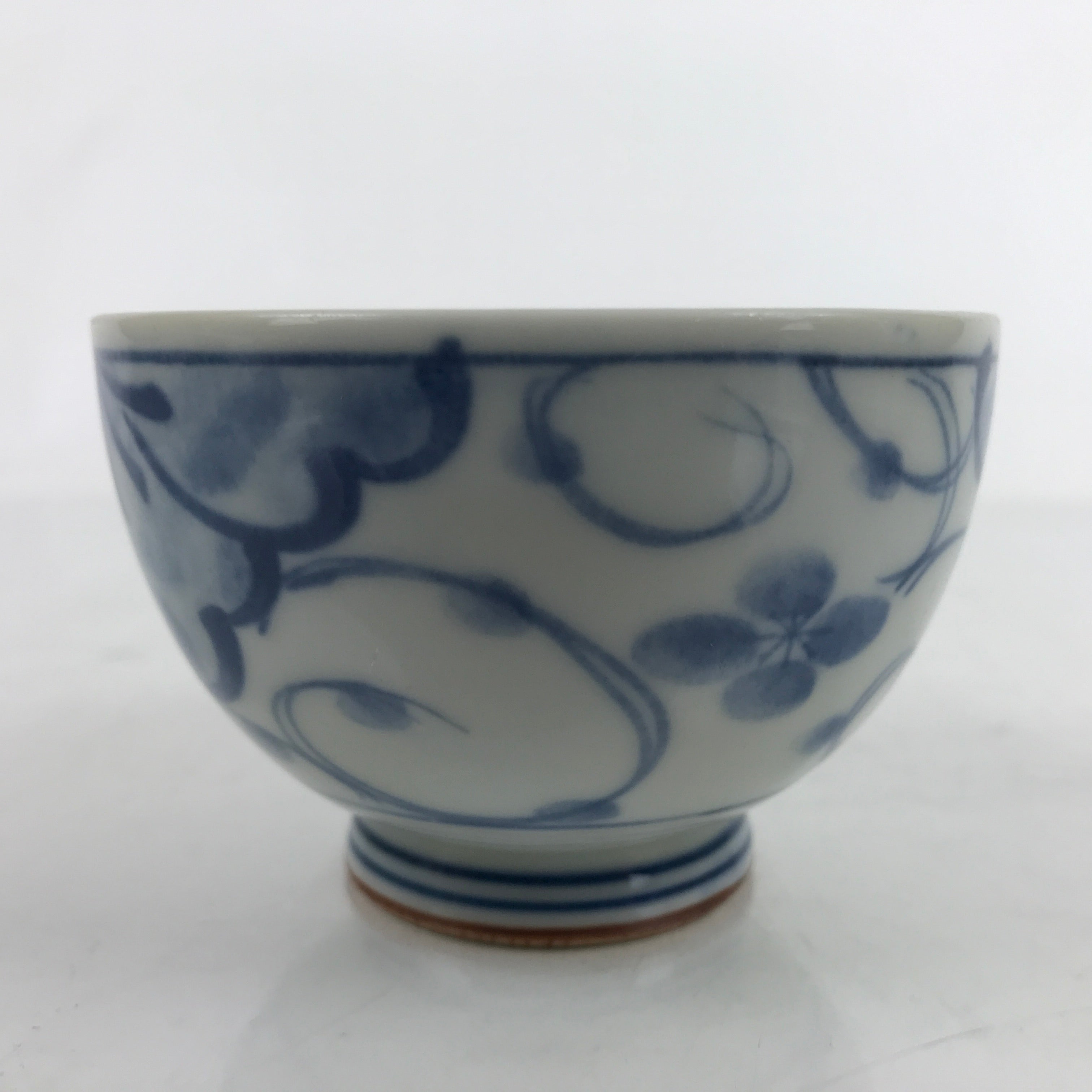 Japanese Porcelain Sometsuke Teacup Vtg White Blue Floral Sencha Yunomi TC454