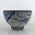 Japanese Porcelain Sometsuke Teacup Vtg White Blue Floral Sencha Yunomi TC454