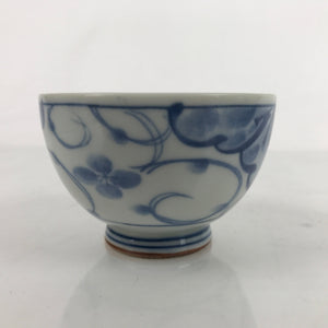 Japanese Porcelain Sometsuke Teacup Vtg White Blue Floral Sencha Yunomi TC454