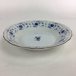 Japanese Porcelain Soup Bowl Maruta Japan Kasuga Ware Round Blue Flower PP724