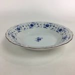 Japanese Porcelain Soup Bowl Maruta Japan Kasuga Ware Round Blue Flower PP725