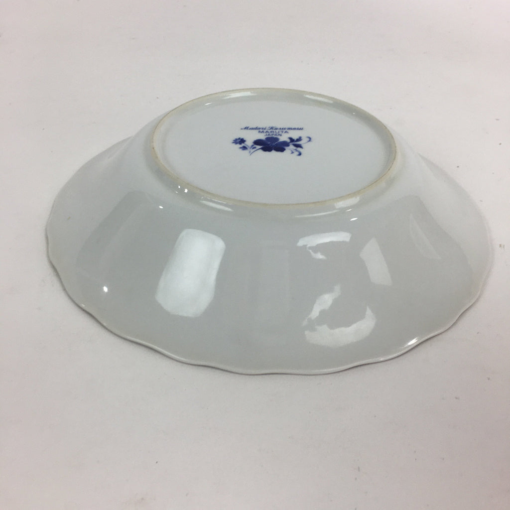 Japanese Porcelain Soup Bowl Maruta Japan Kasuga Ware Round Blue Flower PP725