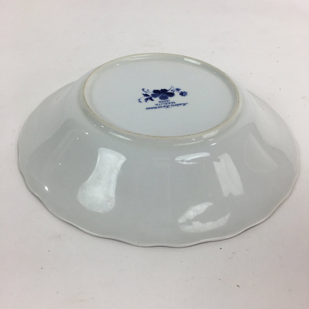 Japanese Porcelain Soup Bowl Maruta Japan Kasuga Ware Round Blue Flower PP725