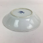 Japanese Porcelain Soup Bowl Maruta Japan Kasuga Ware Round Blue Flower PP727