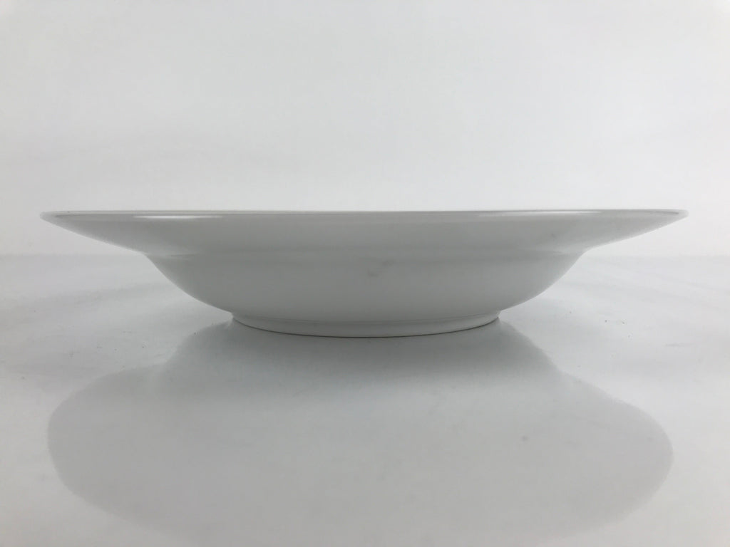 Japanese Porcelain Soup Pasta Bowl Vtg Simple Round Plate White Gold Rim PY828