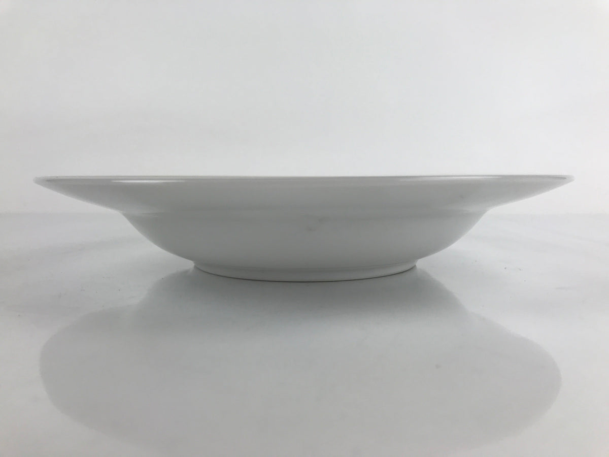 Japanese Porcelain Soup Pasta Bowl Vtg Simple Round Plate White Gold Rim PY828