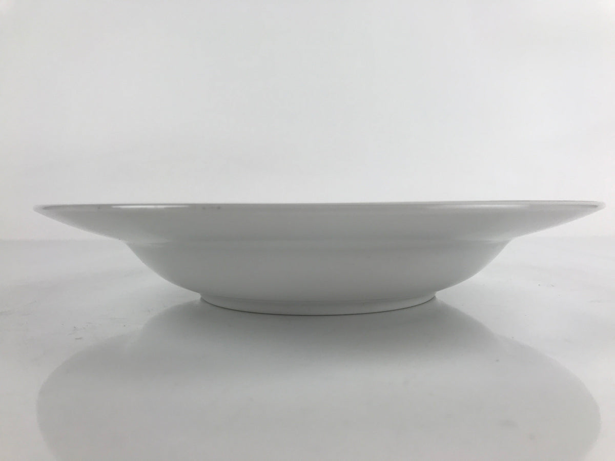 Japanese Porcelain Soup Pasta Bowl Vtg Simple Round Plate White Gold Rim PY828