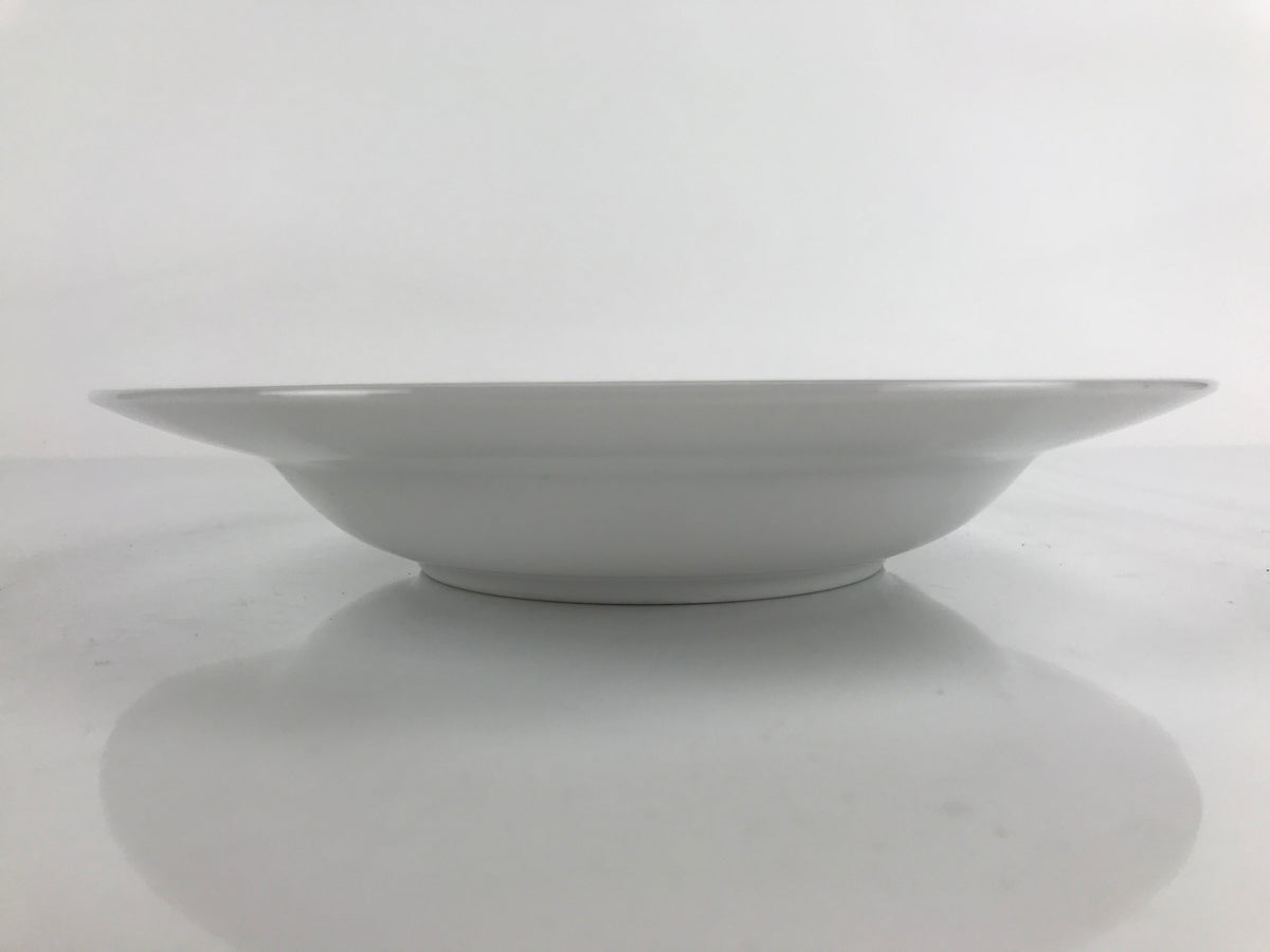 Japanese Porcelain Soup Pasta Bowl Vtg Simple Round Plate White Gold Rim PY828