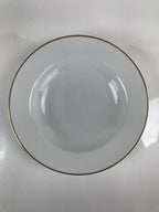 Japanese Porcelain Soup Pasta Bowl Vtg Simple Round Plate White Gold Rim PY828