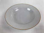 Japanese Porcelain Soup Pasta Bowl Vtg Simple Round Plate White Gold Rim PY828