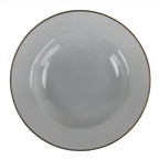 Japanese Porcelain Soup Pasta Bowl Vtg Simple Round Plate White Gold Rim PY828