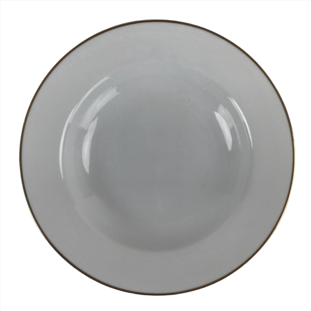Japanese Porcelain Soup Pasta Bowl Vtg Simple Round Plate White Gold Rim PY828