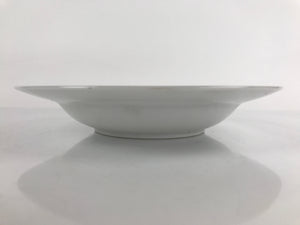 Japanese Porcelain Soup Pasta Bowl Vtg Simple Round Plate White Gold Rim PY829