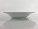 Japanese Porcelain Soup Pasta Bowl Vtg Simple Round Plate White Gold Rim PY829