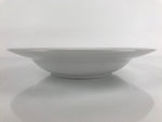 Japanese Porcelain Soup Pasta Bowl Vtg Simple Round Plate White Gold Rim PY829